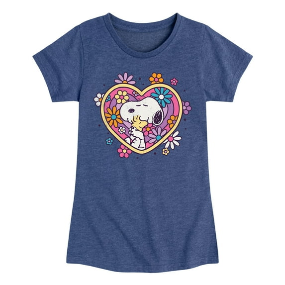 Peanuts - Hug Heart Flower - Toddler And Youth Girls Short Sleeve Graphic T-Shirt