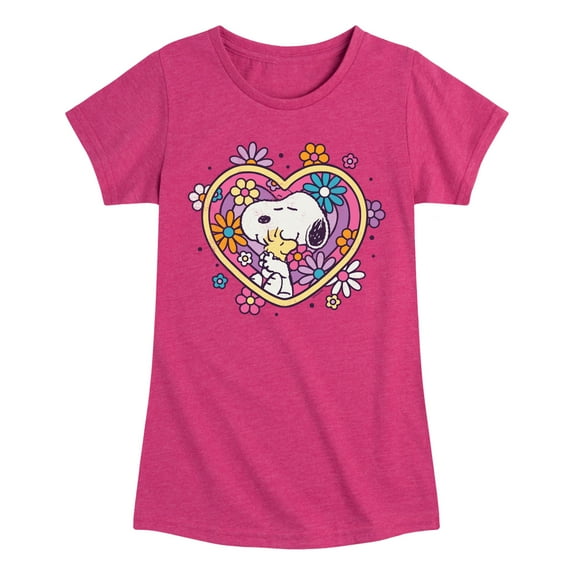 Peanuts - Hug Heart Flower - Toddler And Youth Girls Short Sleeve Graphic T-Shirt