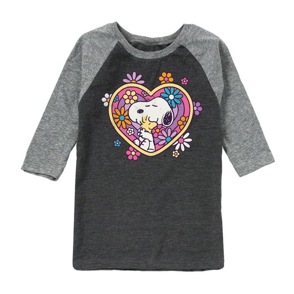 Peanuts - Hug Heart Flower - Toddler And Youth Raglan Graphic T-Shirt