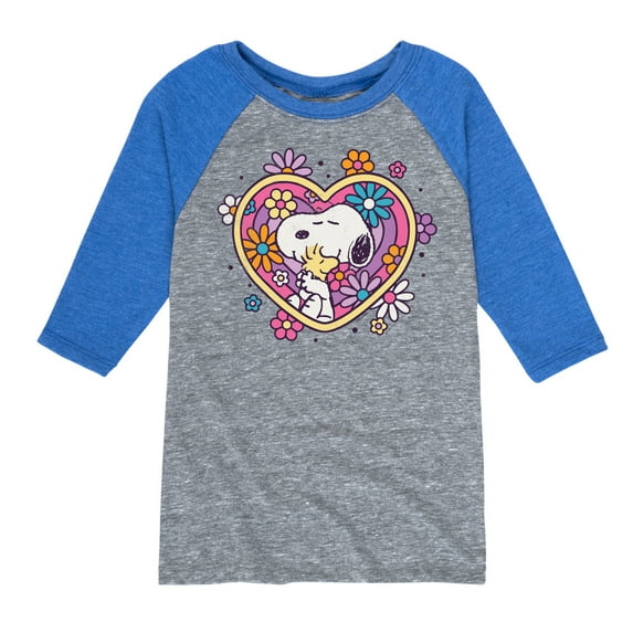 Peanuts - Hug Heart Flower - Toddler And Youth Raglan Graphic T-Shirt