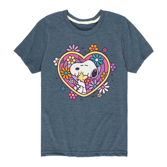 Peanuts - Hug Heart Flower - Toddler And Youth Short Sleeve Graphic T-Shirt