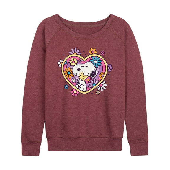 Peanuts - Hug Heart Flower - Women's Lightweight French Terry Long Sleeve Shirt