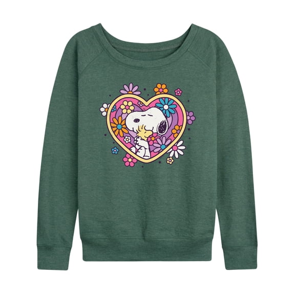 Peanuts - Hug Heart Flower - Women's Lightweight French Terry Long Sleeve Shirt