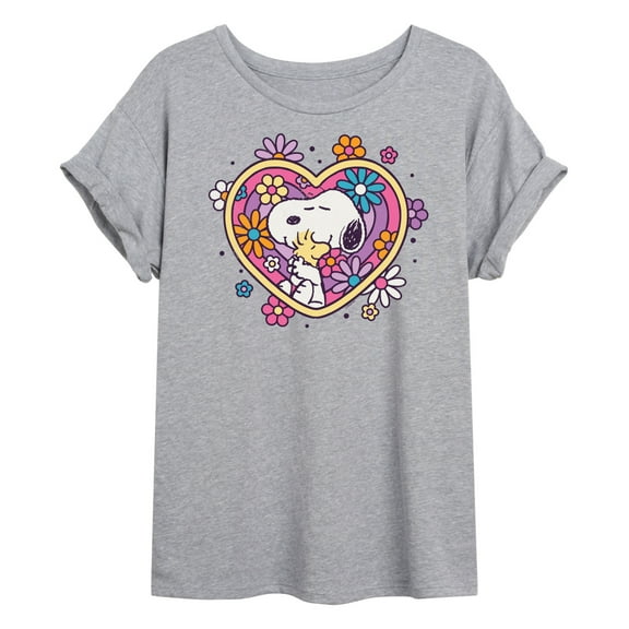 Peanuts - Hug Heart Flower - Women's Oversized T-Shirt