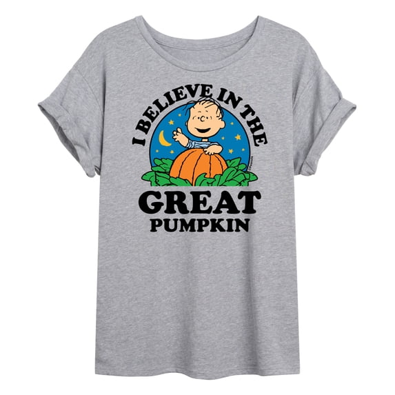 Peanuts - I Believe In The Great Pumpkin - Juniors Ideal Flowy Muscle T-Shirt