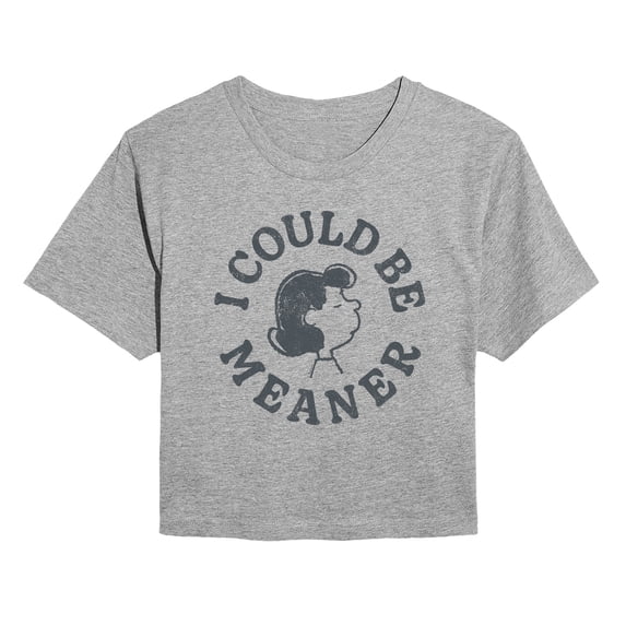 Peanuts - I Could Be Meaner Lucy - Juniors Cropped Graphic T-Shirt