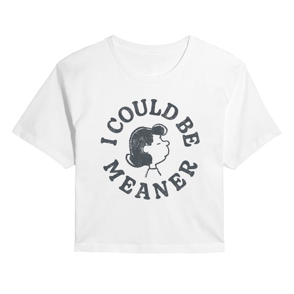 Peanuts - I Could Be Meaner Lucy - Juniors Cropped Graphic T-Shirt
