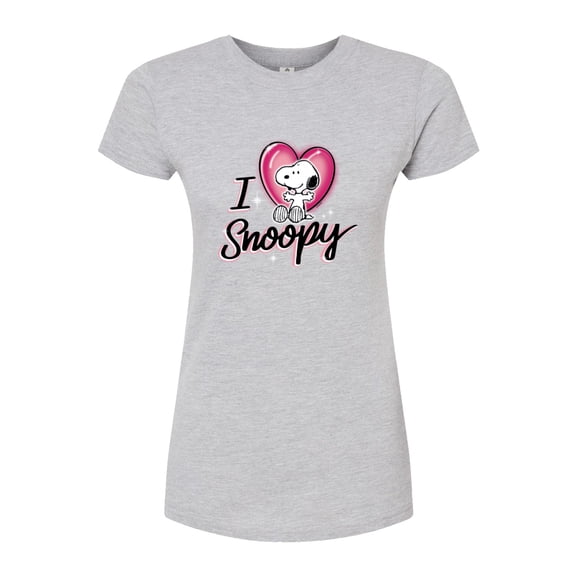 Peanuts - I Heart Snoopy - Juniors Fitted Graphic T-Shirt