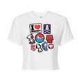 thumbnail image 1 of Peanuts - I Heart Snoopy Patches - Juniors Cropped Cotton Blend T-Shirt, 1 of 6