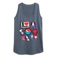 thumbnail image 1 of Peanuts - I Heart Snoopy Patches - Women's Racerback Tank Top, 1 of 6