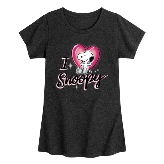 Peanuts - I Heart Snoopy - Toddler & Youth Girls Short Sleeve Graphic T-Shirt