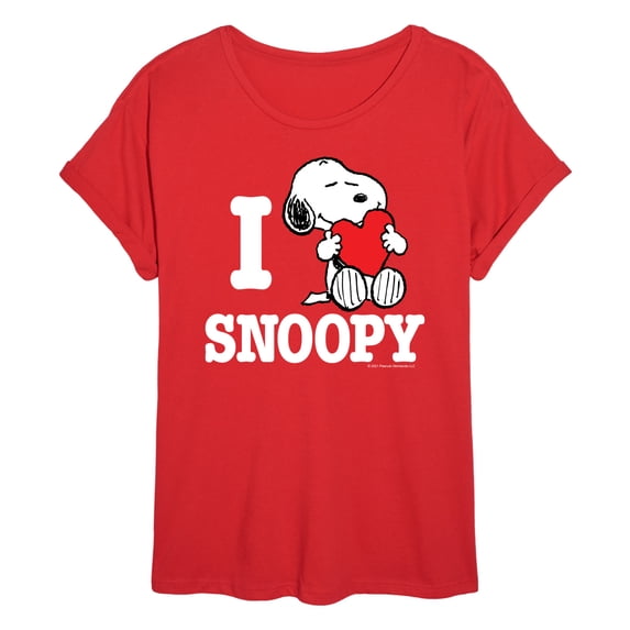 Peanuts - I Love Snoopy - Juniors Oversized Graphic T-Shirt
