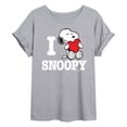 thumbnail image 1 of Peanuts - I Love Snoopy - Juniors Oversized Graphic T-Shirt, 1 of 5
