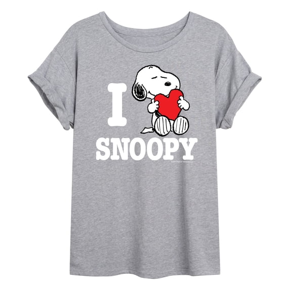 Peanuts - I Love Snoopy - Juniors Oversized Graphic T-Shirt