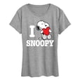 thumbnail image 1 of Peanuts - I Love Snoopy - Women's Short Sleeve Graphic T-Shirt, 1 of 5