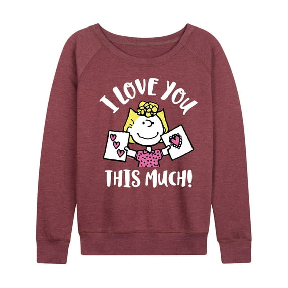 Peanuts - I Love You This Much - Women's Lightweight French Terry Long Sleeve Shirt