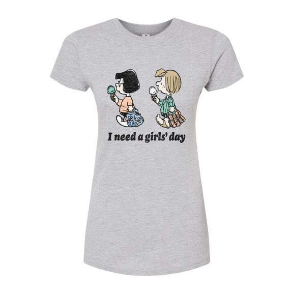 Peanuts - I Need A Girls Day - Juniors Fitted Graphic T-Shirt