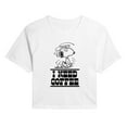 thumbnail image 1 of Peanuts - Need Coffee Snoopy - Juniors Cropped Graphic T-Shirt, 1 of 5