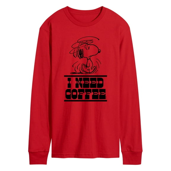 Peanuts - I Need Coffee Snoopy - Men's Long Sleeve Graphic T-Shirt