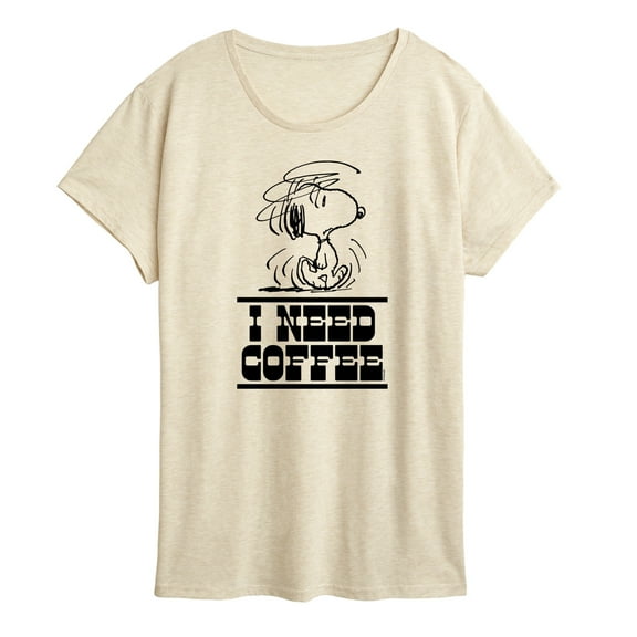 Peanuts - Need Coffee Snoopy - Women's Short Sleeve Graphic T-Shirt