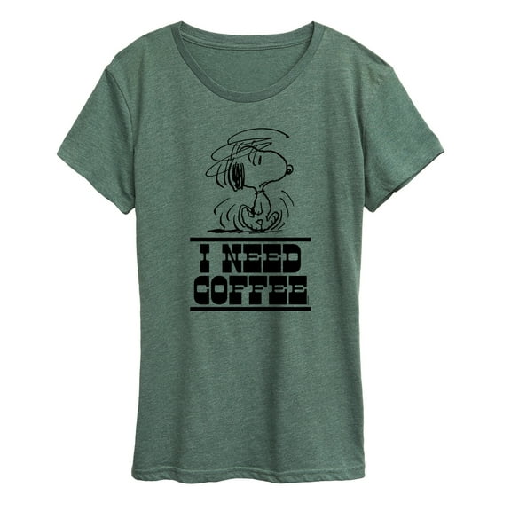 Peanuts - I Need Coffee Snoopy - Women's Short Sleeve Graphic T-Shirt