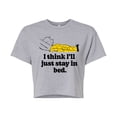 thumbnail image 1 of Peanuts - I Think I'll Stay In Bed - Juniors Cropped Cotton Blend T-Shirt, 1 of 6