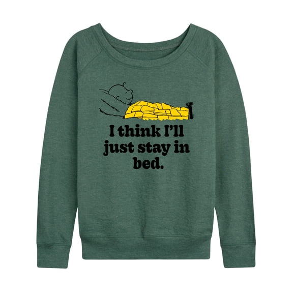 Peanuts - I Think I'll Stay In Bed - Women's Lightweight French Terry Long Sleeve Shirt