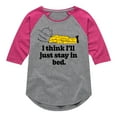 thumbnail image 1 of Peanuts - I Think Ill Stay In Bed - Toddler & Youth Girls Raglan Graphic T-Shirt, 1 of 6