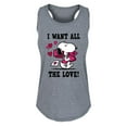 thumbnail image 1 of Peanuts - I Want All The Love! - Women's Racerback Tank Top, 1 of 5