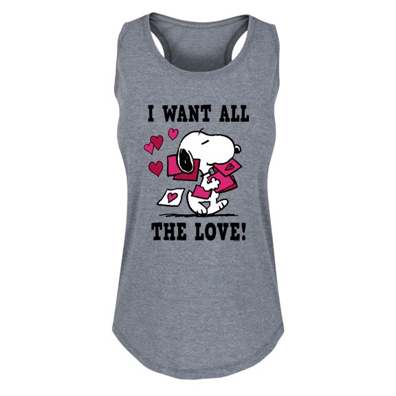 Peanuts - I Want All The Love! - Women's Racerback Tank Top