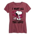 thumbnail image 1 of Peanuts - I Want All The Love! - Women's Short Sleeve Graphic T-Shirt, 1 of 5