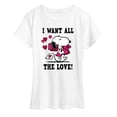 thumbnail image 1 of Peanuts - I Want All the Love! - Women's Short Sleeve Graphic T-Shirt, 1 of 5