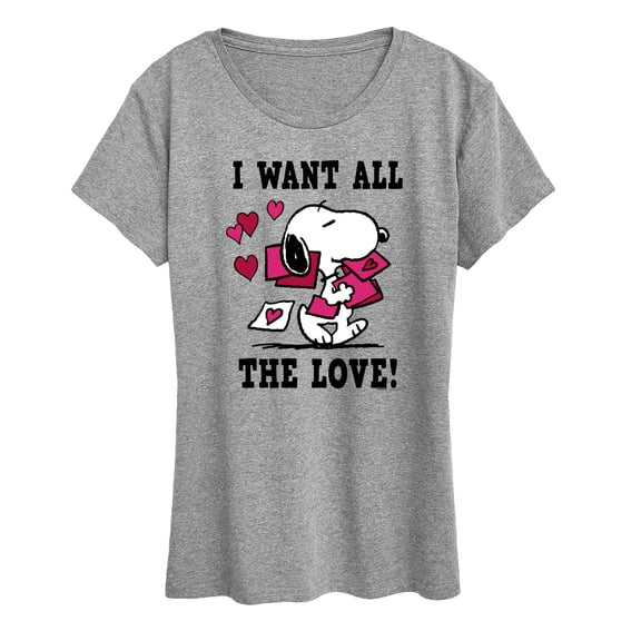 Peanuts - I Want All the Love! - Women's Short Sleeve Graphic T-Shirt