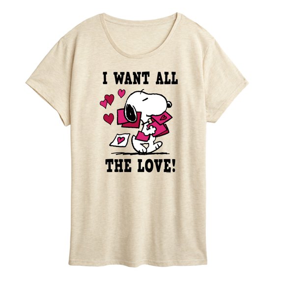 Peanuts - I Want All the Love! - Women's Short Sleeve Graphic T-Shirt