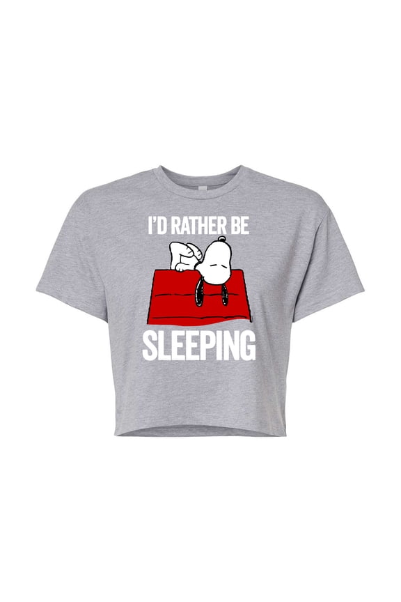 - I'd Rather Be Sleeping - Juniors Cropped Graphic T-Shirt