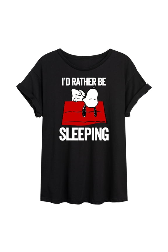 - I'd Rather Be Sleeping - Juniors Oversized Graphic T-Shirt