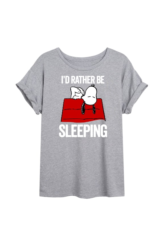 - I'd Rather Be Sleeping - Juniors Oversized Graphic T-Shirt
