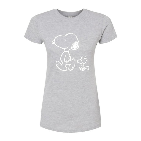 Peanuts - I'll Follow You - Snoopy & Woodstock - Juniors Fitted Graphic T-Shirt