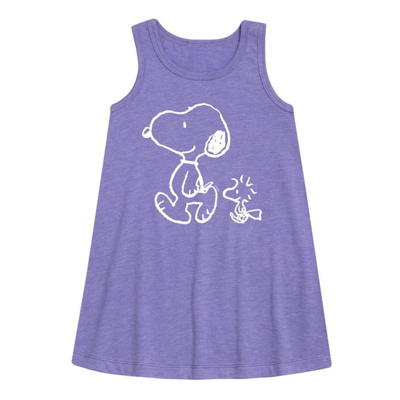 Peanuts - I'll Follow You - Snoopy & Woodstock - Toddler & Youth Girls A-line Dress