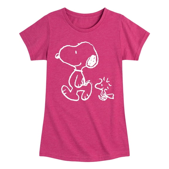 Peanuts - I'll Follow You - Snoopy & Woodstock - Toddler & Youth Girls Short Sleeve Graphic T-Shirt