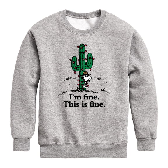 Peanuts - I'm Fine Spike - Youth Boys Crew Fleece Sweatshirt