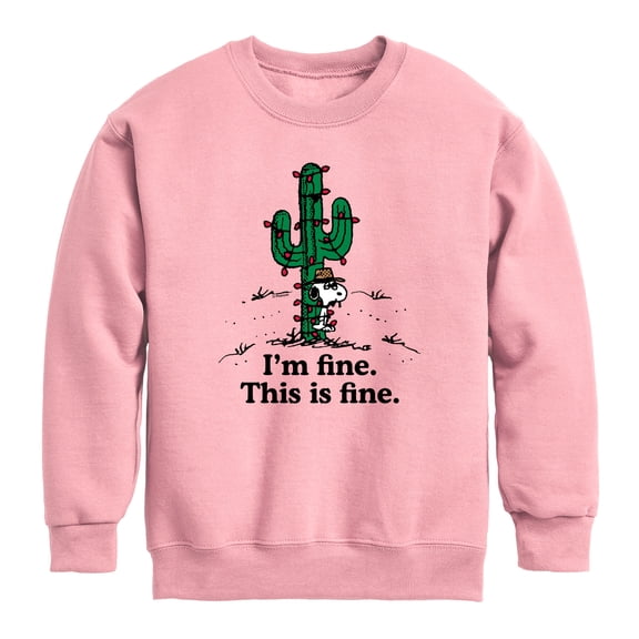Peanuts - I'm Fine Spike - Youth Boys Crew Fleece Sweatshirt