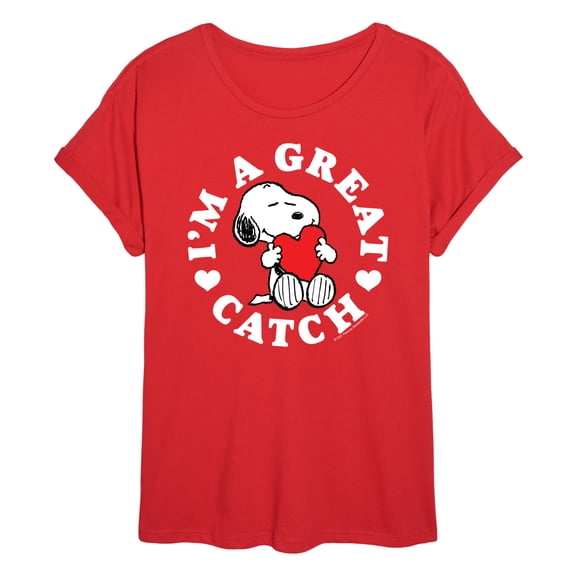 Peanuts - I'm a Great Catch - Juniors Oversized Graphic T-Shirt