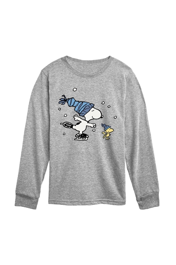 - Ice Skating - Youth Boys Long Sleeve Graphic T-Shirt
