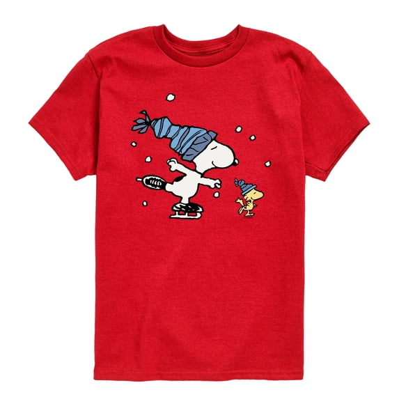 Peanuts - Ice Skating - Youth Boys Short Sleeve Graphic T-Shirt