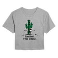 thumbnail image 1 of Peanuts - Im Fine Spike - Juniors Cropped Short Sleeve Graphic T-Shirt, 1 of 5
