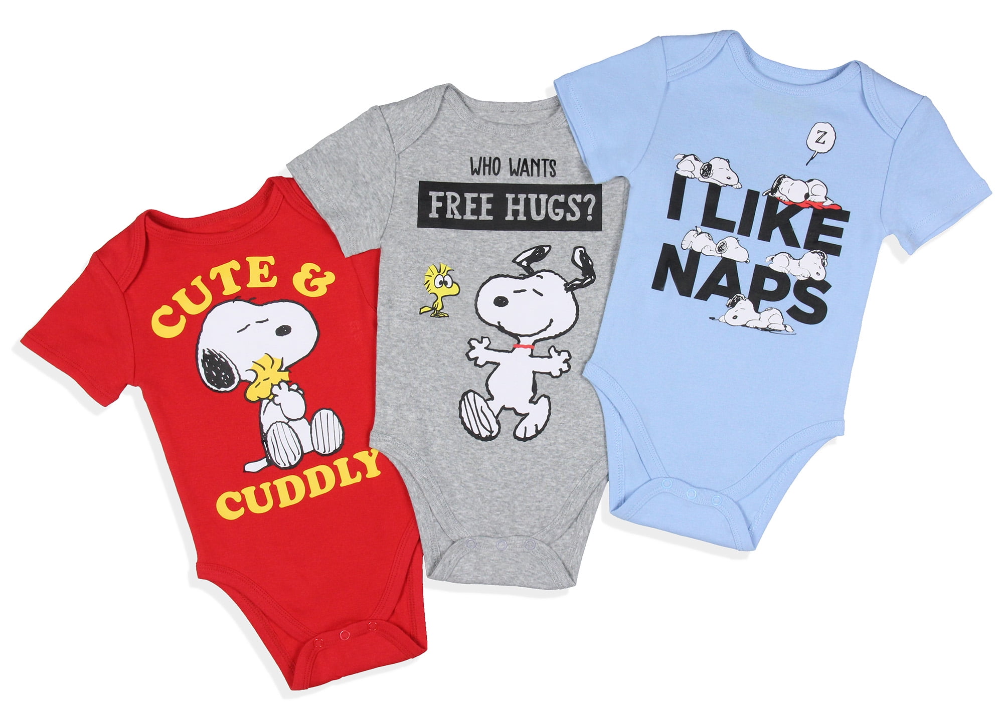 Peanuts Infant Boys' Girls' Snoopy and Woodstock Sleeper 3 Pack Sleep  Pajama - Walmart.com, image size:2000x1400