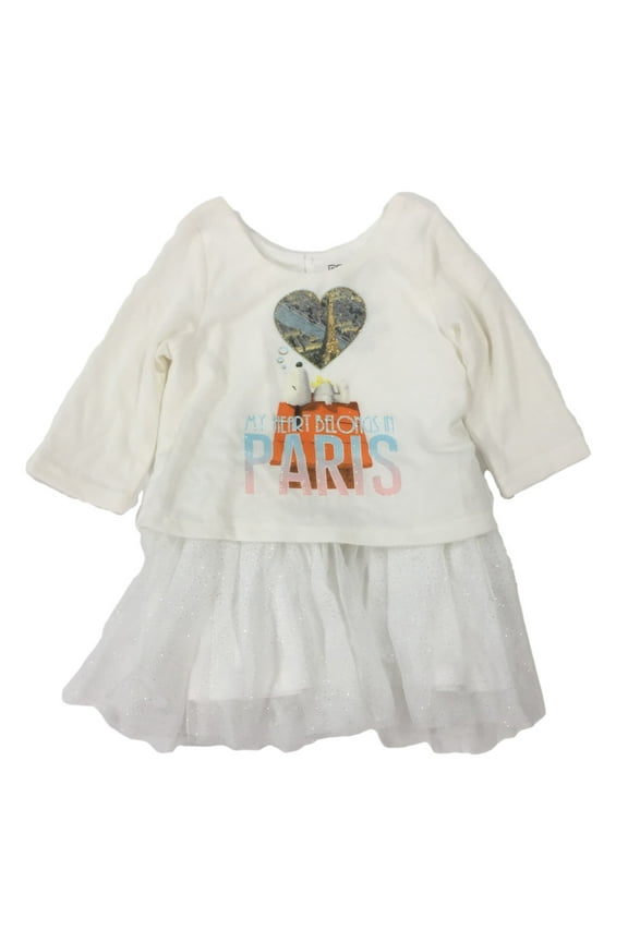 Infant Girls My Heart Belongs In Paris Snoopy White Dress 18 Months