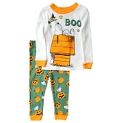 PEANUTS Infant & Toddler Boys Green Snoopy & Woodstock Halloween Pajamas 12m