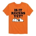 thumbnail image 1 of Peanuts - Is It Recess Yet - Toddler And Youth Short Sleeve Graphic T-Shirt, 1 of 6